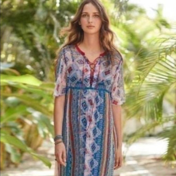 Sundance dream in color boho sheer maxi dress - Picture 2 of 8